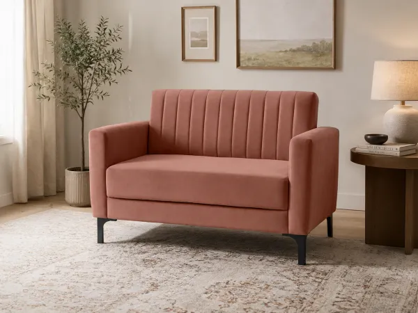 Tulip Upholstered 2 Seater Sofa in Rusty Rubby Color